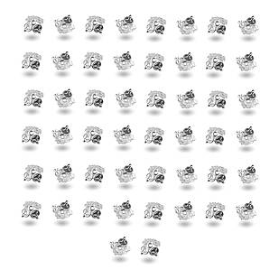 Шапочки для Бусин, Латунь, Квадратні, Платина, 7х7х2.5 мм, Отвір 1 мм, 50 шт