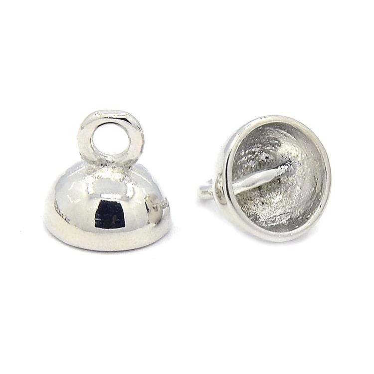 Концевики для Шнура, Латунь, Тибетський Стиль, Колір: Платина, Розмір: 9х9мм, Внутрішній Діаметр 7 мм, Отвір, фото 1