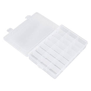 Контейнер Органайзер для Бісера та Бусин Пластиковий Безбарвний Прямокутний, 24 відділення, 200x140x40 мм