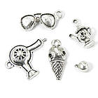 Кулони Змішані Теми Мікс, Метал, Колір: Античне Срібло, Розмір: Мікс, 10 шт, фото 2