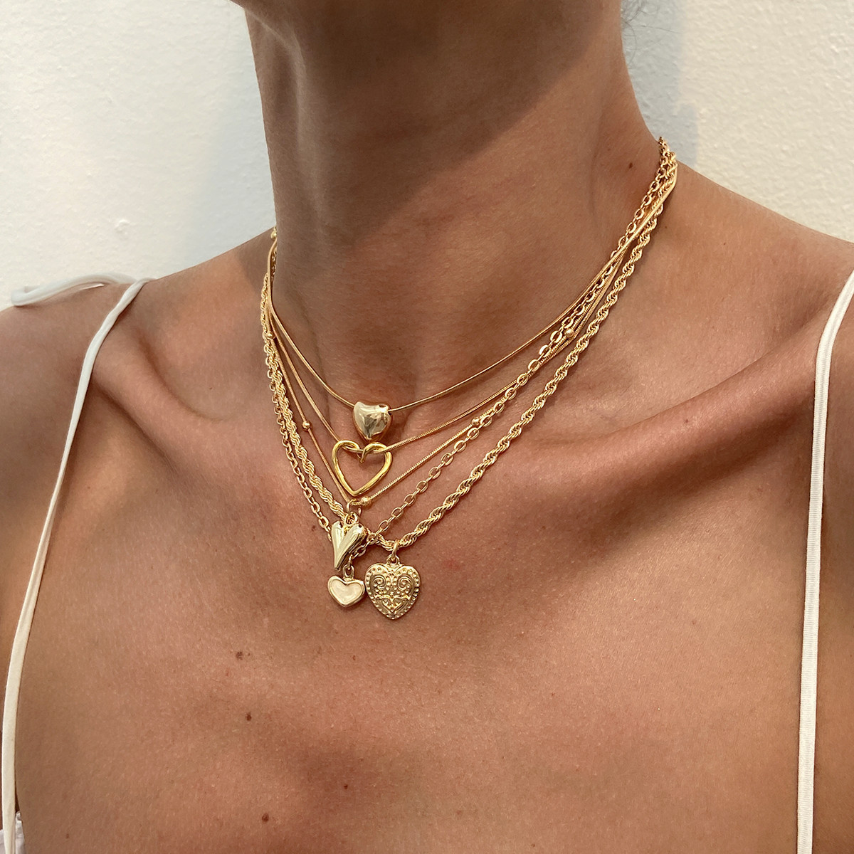 Жіноче кольє намисто золотисте 5 шт., фото 1