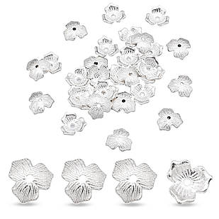 Шапочки, для Бусин, Металеві, Трикутні, Срібло, 11х2.5мм, Відв. 1.5 мм, 30 шт