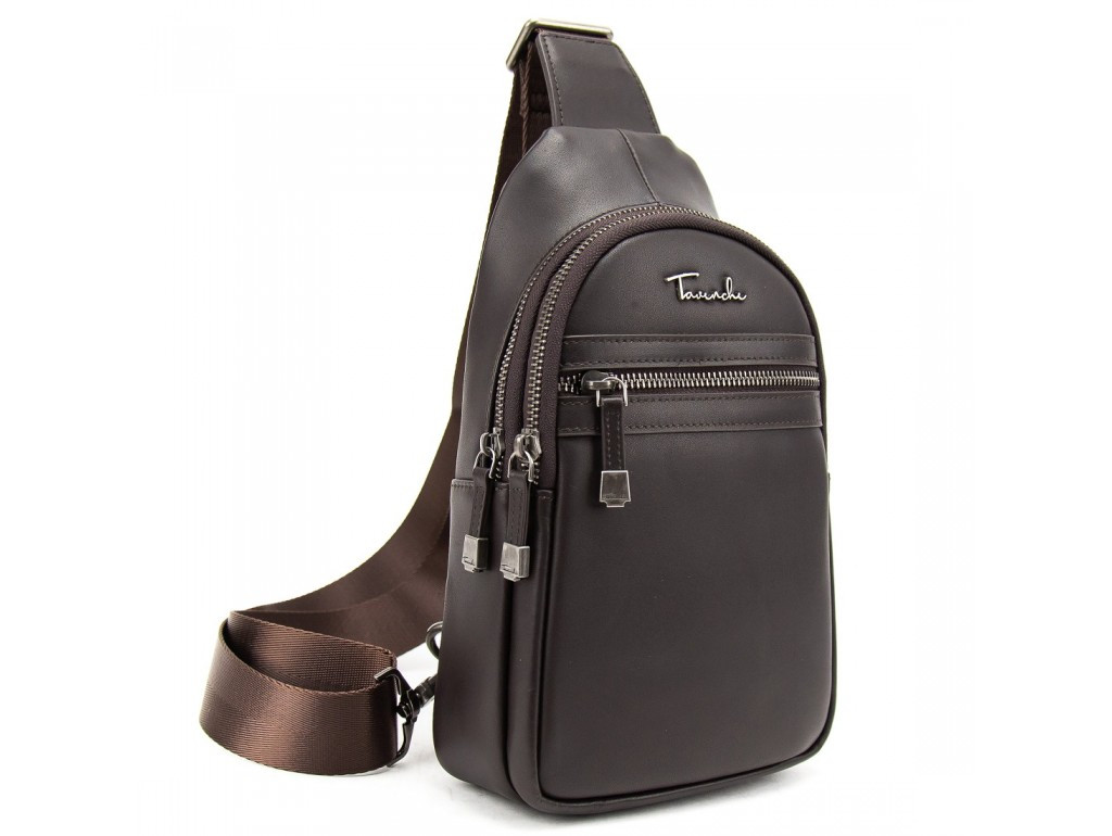 Чоловіча класична сумка-слінг через плече на два відділення із натуральної шкіри, фото 1