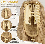 Шиньйон хвіст хвилястий на крабі з утяжкою пшеничний блонд густий 46 см, фото 2