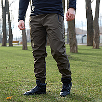 Тактичні штани чоловічі soft shell хакі, демісезонні спортивні штани для військових і туристів, теплі