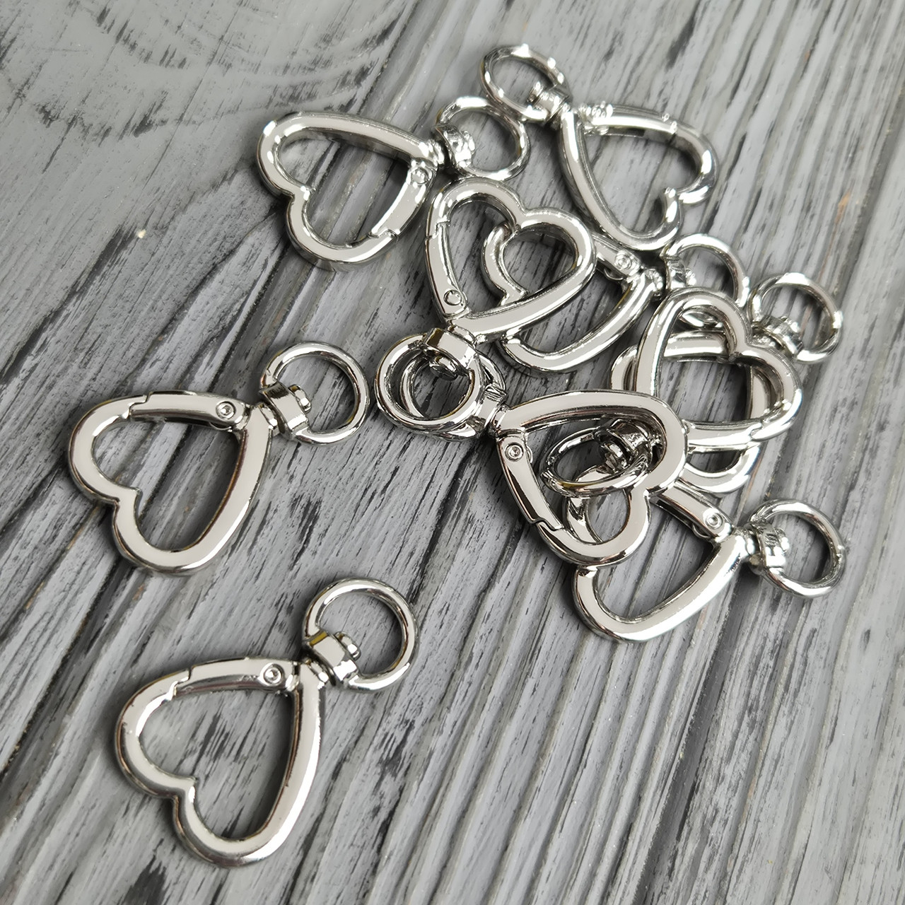 Карабін для сумки 10 мм Серце (Нікель), фото 1