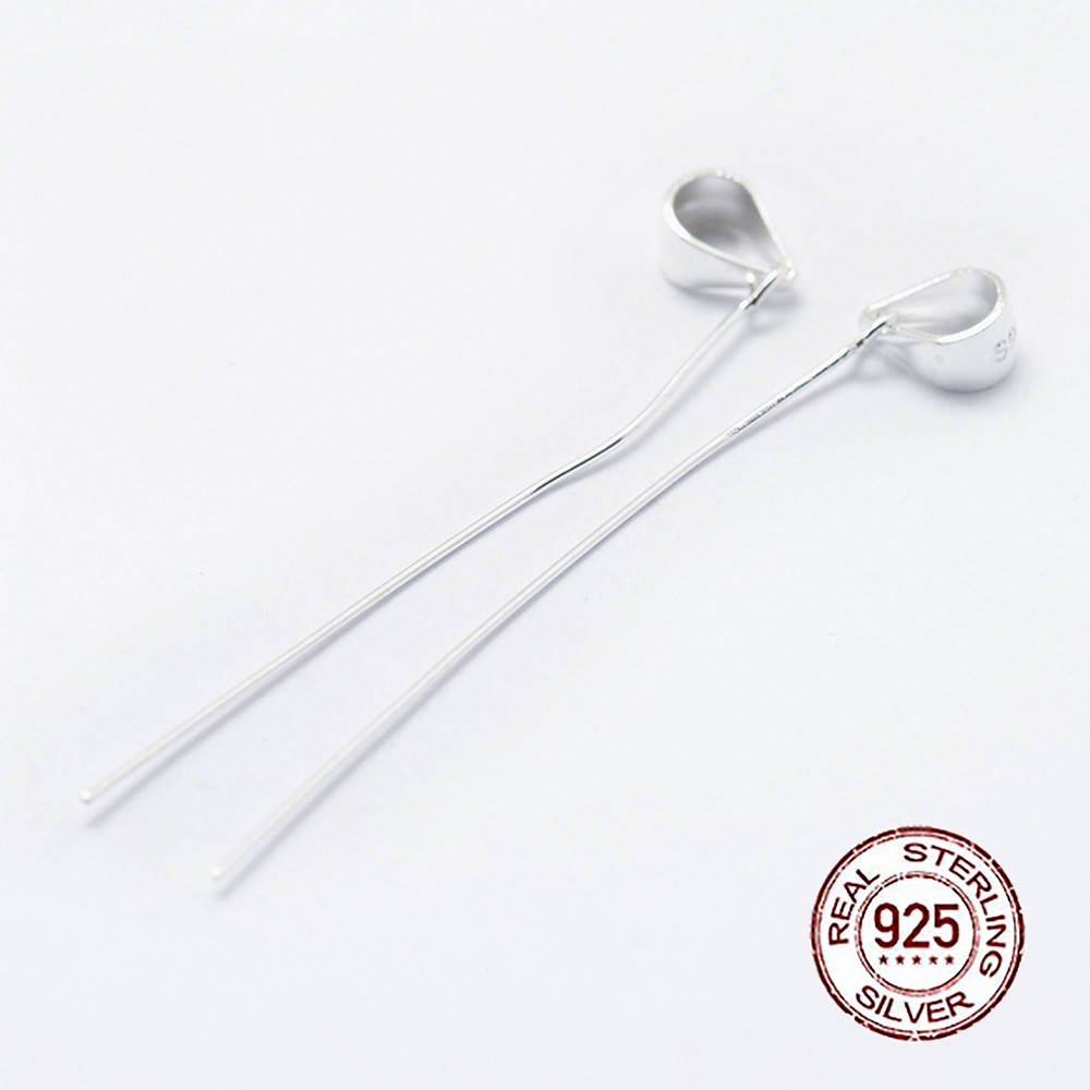 Срібло 925 Піни з кільцем і тримачем дя Кулона, Розмір: 40 мм, Отвір: 3.5х4мм, Пін 0.5мм, 2 шт, фото 1