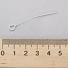 Срібло 925 Піни з кільцем і тримачем дя Кулона, Розмір: 40 мм, Отвір: 3.5х4мм, Пін 0.5мм, 2 шт, фото 3