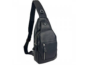 Чоловіча класична сумка-слінг на два відділення на блискавці фіксується клапаном із натуральної шкіри