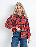 Женская рубашка в клетку красный квадрат, S 107