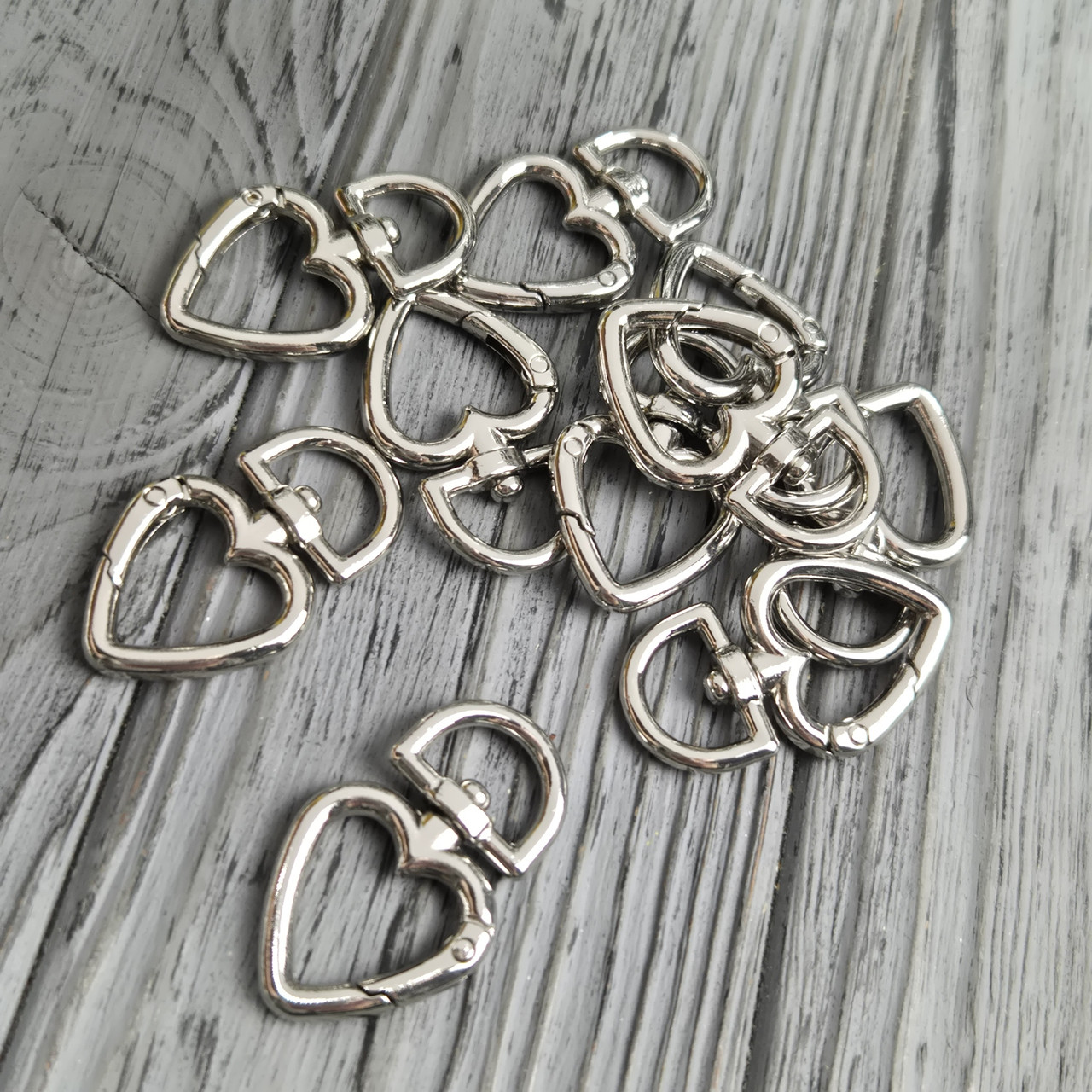 Карабін для сумки 13 мм Серце (Нікель), фото 1