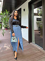 Юбка батал 939 голубая, 54-56