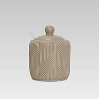 Цукорниця керамічна Maestro MR-20004-09 Geometry Beige 300 мл із кришкою і ложкою