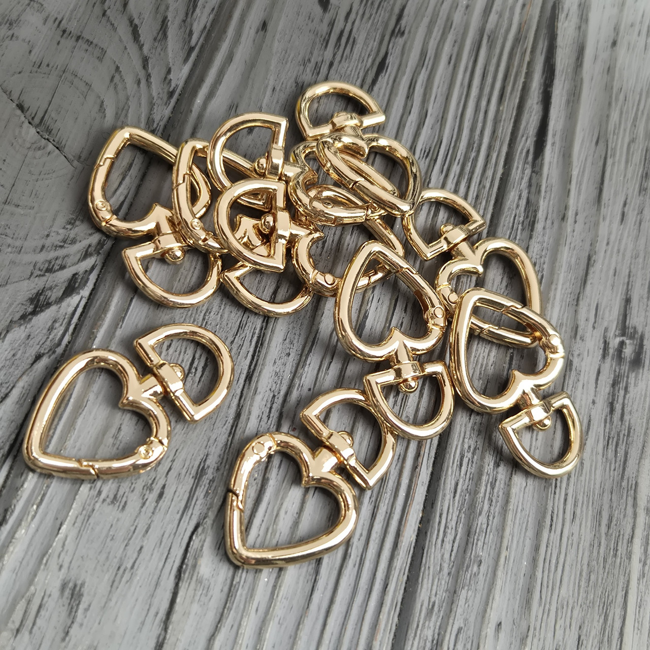 Карабін для сумки 13 мм Серце (Золото), фото 1