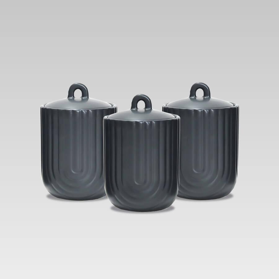 Набір керамічних ємностей Maestro MR-20006-03CS Line work для чаю, кави, цукру, 3 шт