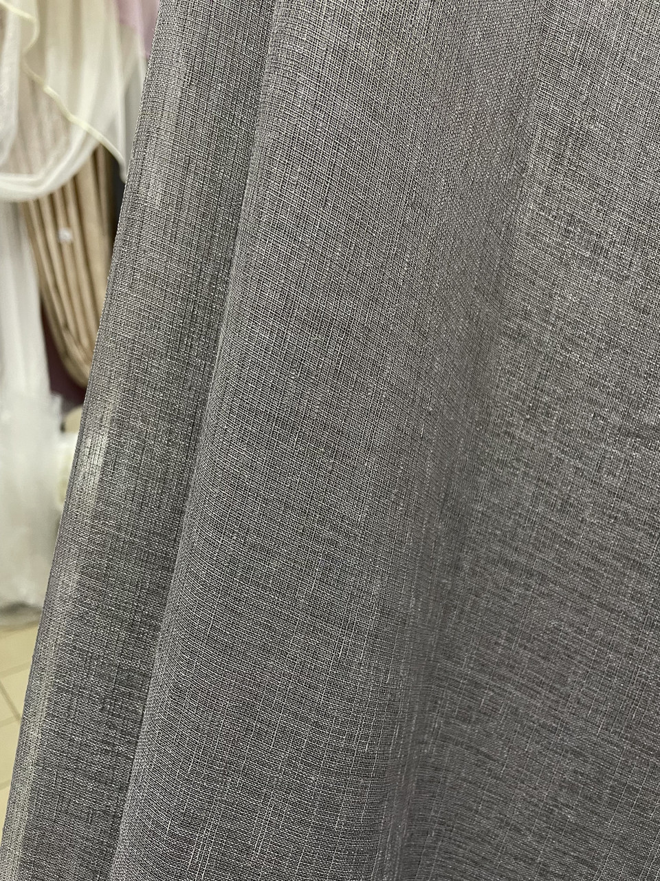 Тюль льон сірий прозорий фактурний, висота 2,80 м (на метраж), фото 1