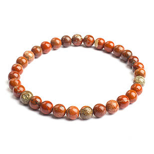 Браслет із Бусин Натуральня Червона Яшма, Еластичний, 5-6 см, Бусяна 5.8-6.8 мм, ок 27-31шт/браслет