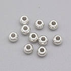 Бусини Неіржавка сталь, Круглі, Колір: Срібло, Розмір: 5х4мм, Отвори 1.8 мм, 10 шт./паковання, 1 упаковка, фото 2