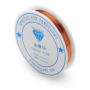 Мідна дріт 0.8 мм/3 м, Необроблена, Товщина 0.8 мм, 3 м/котушка, 1 катушка