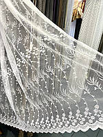 Тюль жакардовий із дрібною квіткою, білий, висота 2,80 м (на метраж)