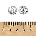 Шапочки для Бусин, Квітка, Тибетський Стиль, Метал, Колір: Античне Срібло, Розмір: 14х5мм, Отвірі 2 мм, 10 шт, фото 6