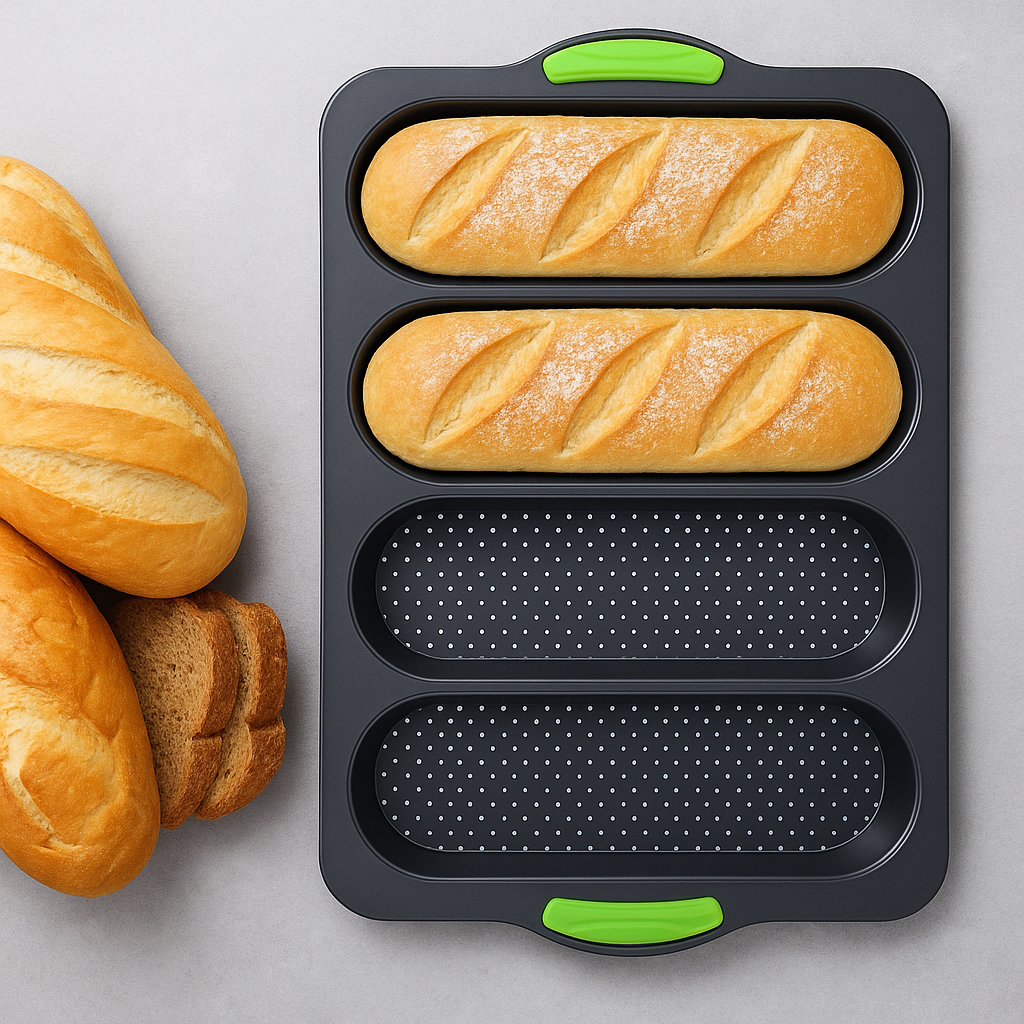 Силіконова перфорована форма для багетів, булочок та хліба для хот-догів