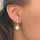 Срібні сережки-підвіски з фіанітом «Маркіза» — срібло 925, англійська застібка, фото 7