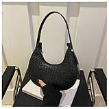 Жіноча чорна сумка 1776 багет, фото 2