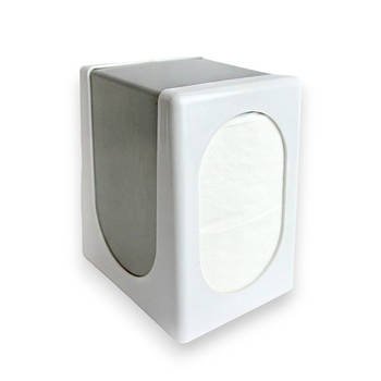 Настільний диспенсер для серветок з металевими вставками, білий корпус