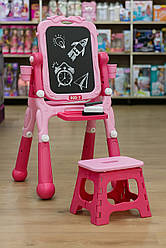 Дитячий мольберт двосторонній зі стільцем рожевий