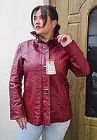 Жіноча демісезонна куртка з екошкіри бордова, 46 999