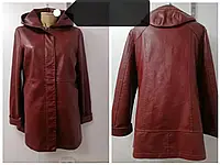 Жіноча демісезонна куртка з екошкіри бордова, 46 998
