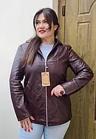 Демісезонна жіноча куртка з екошкіри коричнева, 46 995