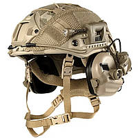 Балалістичний шолом AholdTech Fast Premium NIJ IIIA койот мультиків із навушниками EARMOR M31 і чебурашка