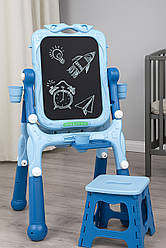 Мольберт дитячий двосторонній зі стільцем (908-7 blue)