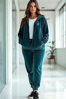 Спортивний велюровий жіночий костюм батал морський, 48 0041