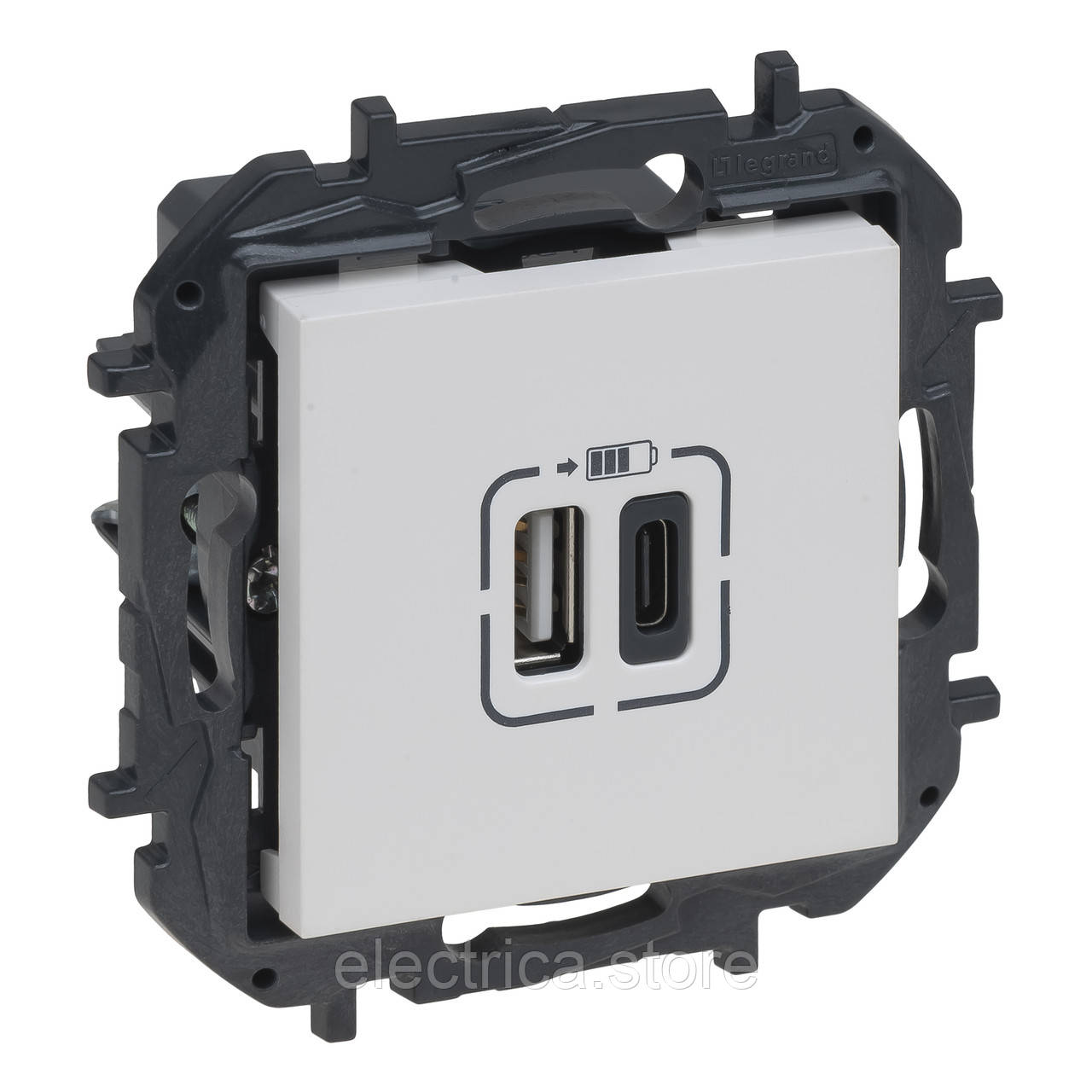 Розетка USB Тип А+C 12Вт+15Вт 5 В біла NILOE STEP Legrand 863140B, фото 1