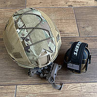 Шолом NTS Fast USA NIJ IIIA койот із навушниками та кріпленнями мультикам