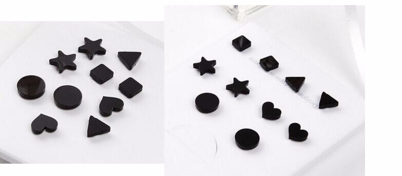 Сережки магнітні обманки чорні фігури