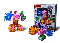 Набір трансформерів "Робокар Поллі" 4 в 1 машинки-рятувальники Robocar Poli