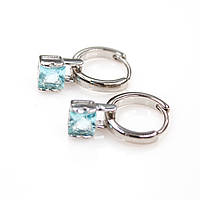 Сережки Xuping з бірюзовим цирконієм, родоване покриття (370468)