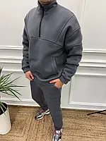 Чоловічий спортивний костюм з трьохнитки на флісі. 46-48,50-52. Чорний, графіт, сірий