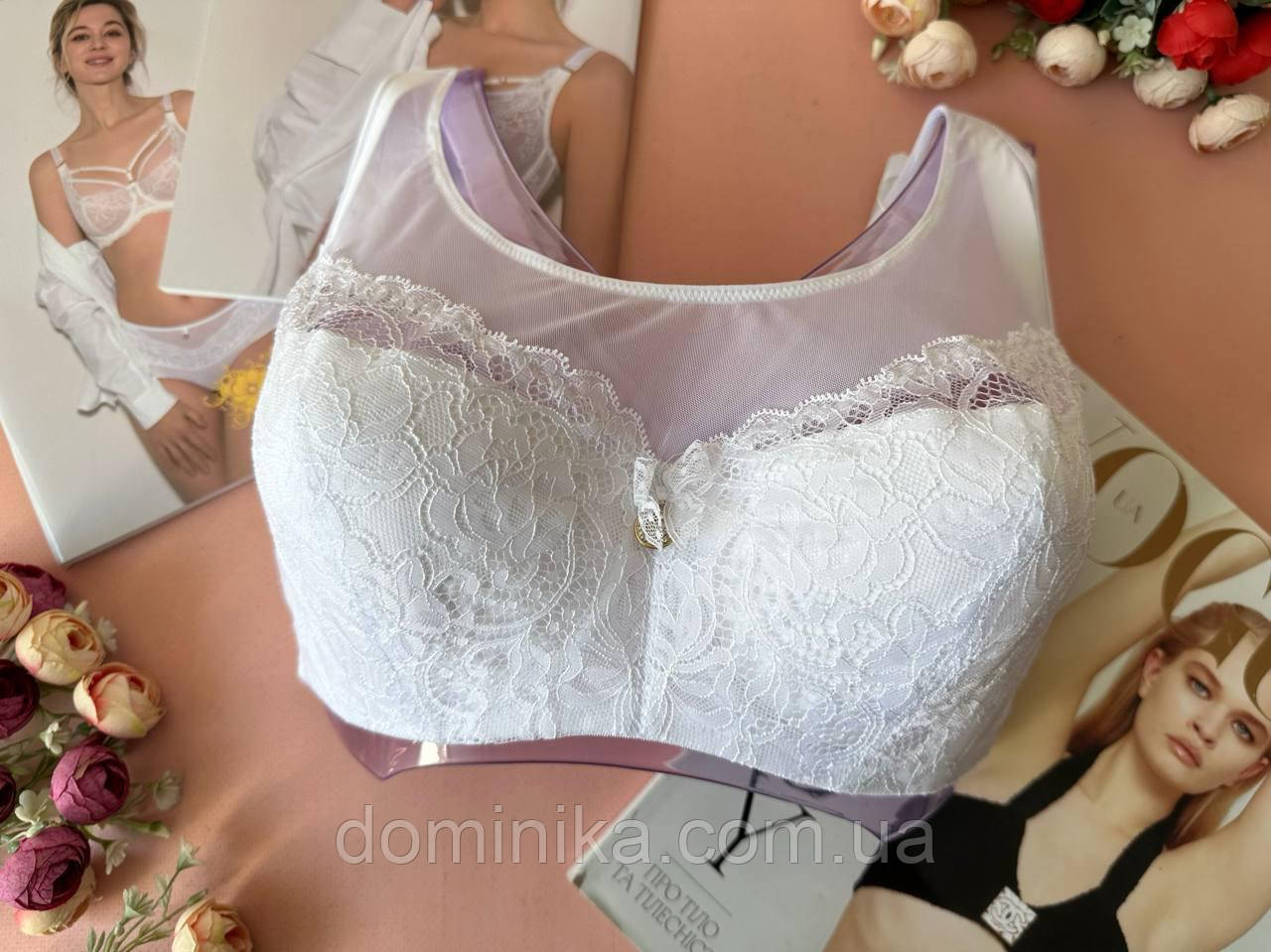 80/85/90/95C Мереживний бюстгальтер на чашку C напівпоролон білий