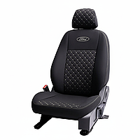 Чехлы на сиденье авто Шевроле Такума (Chevrolet Tacuma) автоткань ромбами серая строчка