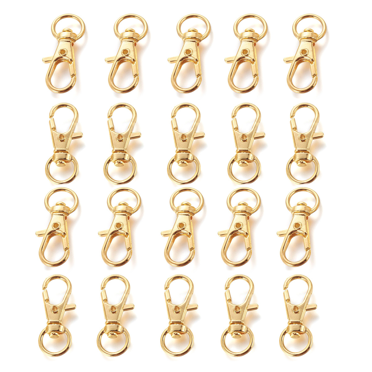 Застібка Поворотний Карабін-Лобстер, Сплав, Колір: Золото, Розмір: 30.5х11х6мм, Отвір 5х9 мм, 20 шт, фото 1