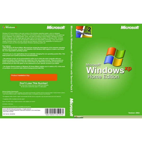 Microsoft Windows XP Домашня SP2(N09-01178) ліцензія