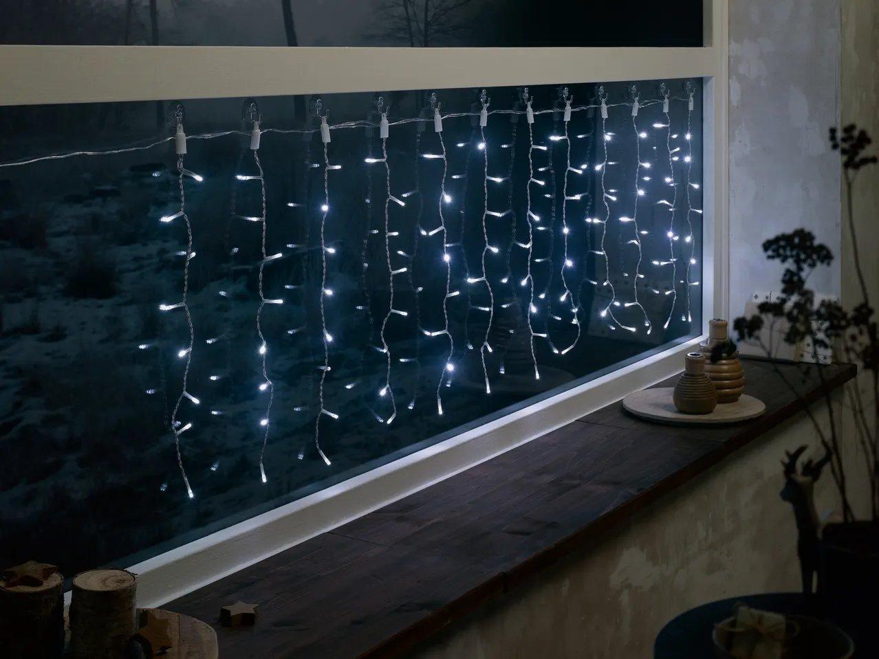 Світлодіодна гірлянда — штора Livarno Home 96 LED 176х48 см + таймер, гірлянда завіса, фото 1