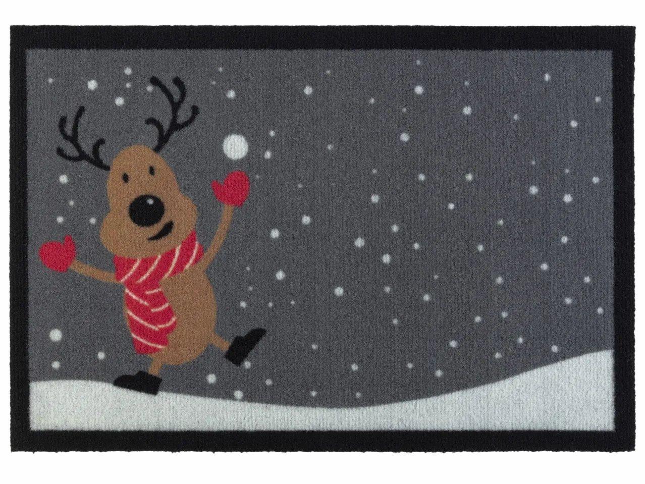 Новорічний придверний килимок Олень Livarno Home 40 х 60 см брудозахисний, фото 1
