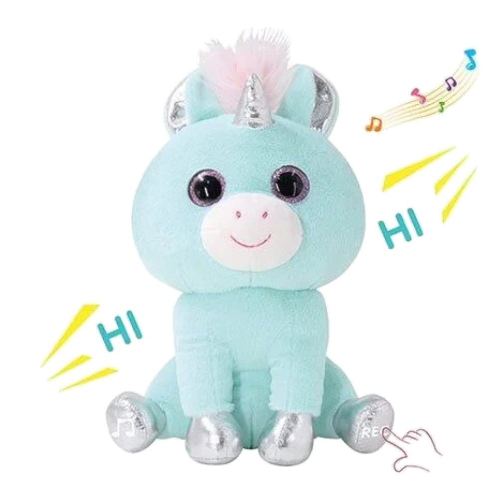 Плюшевий єдиноріг м'який з підсвічуванням і записом голосу Іграшка музична що говорить з веселими мелодіями, фото 1