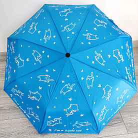 Парасолька складна напівавтомат Mario 232 з кішками, Блакитна насичена